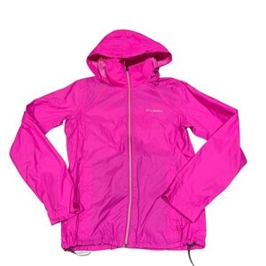 ​Columbia Switchback II‎ Rain Jacket Pink Lightweight Hooded Packable Barbiecore